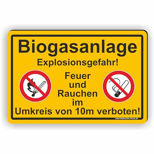 BIOGASANLAGE - Explosionsgefahr - Feuer und Rauchen verboten - SCHILD/D-029 (45x30cm Schild)