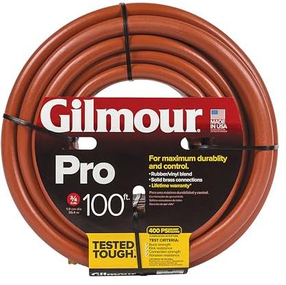 Gilmour Pro Commercial 3/4 x 100' Heavy Duty Water Hose, Durable and Kink Resistant 100 ft Garden Hose