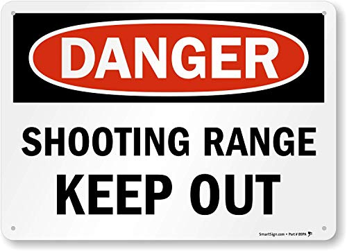 SmartSign - S-7718-Pl-14 Schild Danger - Shooting Range, Keep Out | 25,4 x 35,6 cm Kunststoff schwarz/rot auf weiß