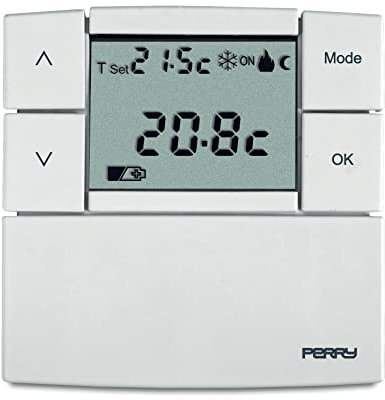 Perry 1TXTETX04 Termostato Wireless da Parete, Bianco