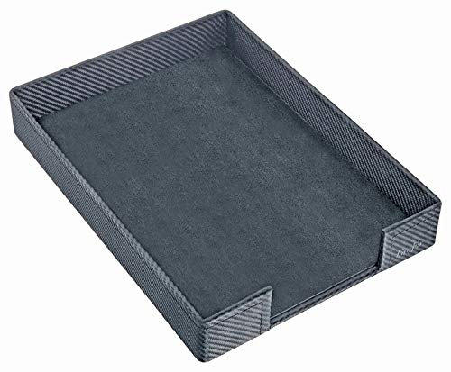 Läufer 35056 Concerto Briefkorb aus Leder, Echt Leder, schwarz, carbon, Ziernaht schwarz, Handgefertigt aus Echtleder in Deutschland, Briefablage aus Leder