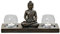 Stöberdeel Buddha Figur auf Podest mit 2 Windlichtern