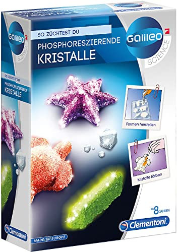 Clementoni 69487 Galileo Lab Cristales fosforescentes - Caja de experimentación para pequeños científicos con experimentos coloridos - Juguetes para niños a partir de 8 años