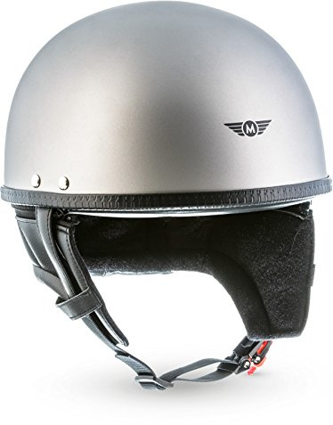 Moto Helmets® D22 „Titan Gray“ · Brain-Cap · Halbschale Jet-Helm Motorrad-Helm Roller-Helm · Fiberglas Schnellverschluss SlimShell Tasche M (57-58cm)