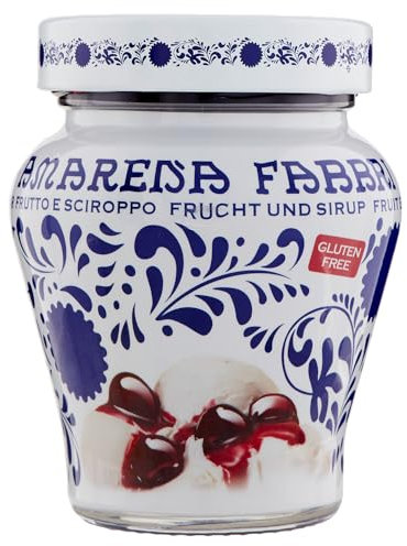 FABBRI 1905 - Amarena-Kirschen in Sirup | Entsteinte Kirschen aus Italien in Sirup eingelegt | Ideales Topping für Eis, Joghurt, Dessert und Cocktails. Inhalt: 230g