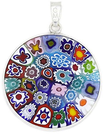 Muranoglas-Anhänger „Multicolor“ von GlassOfVenice, für Damen, in silberfarbenem Rahmen, Durchmesser: 2,5 cm