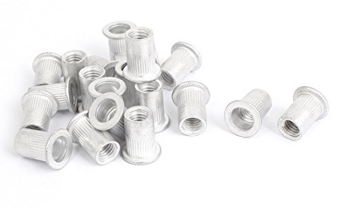 sourcing map 20 Stück M8 Gewinde Aluminium Nietmutter Einsatz Nutsert Silberton Flacher Kopf DE de