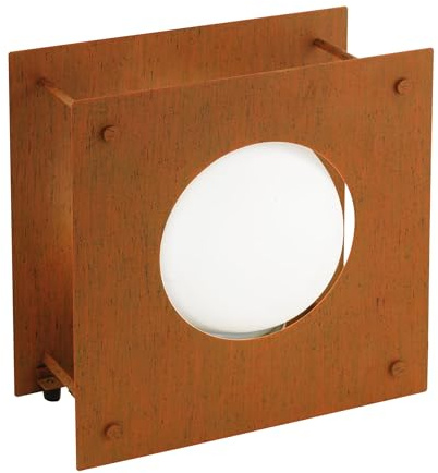 EGLO Stehlampe Haakon 1, Lampe Wohnzimmer, Stahl verzinkt in rostfarben | Glas opal-matt in weiss E27 Fassung IP54