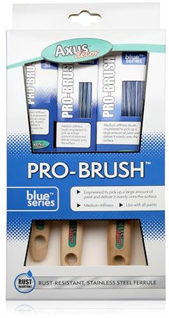 Axus Decor Pro Paint Brushes (blue) Set Of 3-1, 1.5, 2mm - Paint Brush Set For Synthetic Filaments, Beavertail Handles, Rust-resistant Stainless Steel, Compatible With Brushmate Vapour Boxes