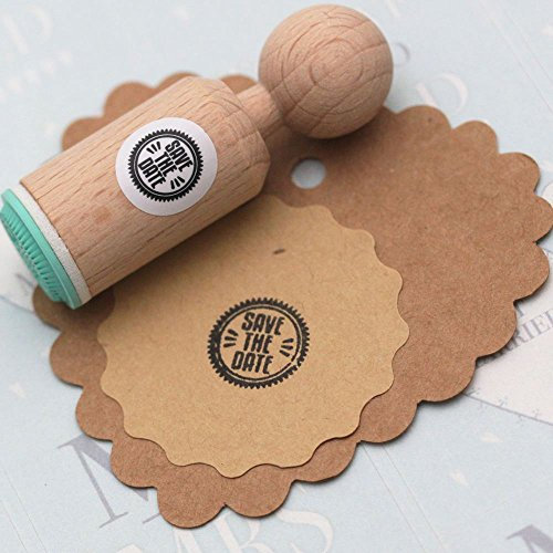 'SAVE THE DATE' Round Rubber Stamp - VERY MINI - Wedding / Craft Stamp by Luck