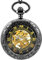 Feilok Antiken Schwarz Römische Ziffern, Handaufzug,Mechanische Taschenuhr,Anhänger Kette, Lupe Schwarz Ritter,Hochqualität