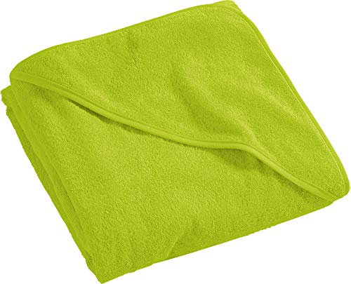 Erwin Müller Kinder-Kapuzenbadetuch, Kapuzenhandtuch Uni Frottier hellgrün Größe 140x140 cm - weich, flauschig, saugstark, 100% Baumwolle (weitere Farben, Größen)