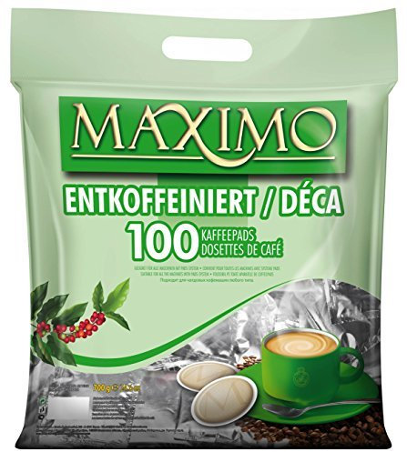 MAXIMO Décaféiné | 100 Dosettes de café compatibles SENSEO® | Emballage individuel pour une meilleure conservation et une hygiène irréprochable