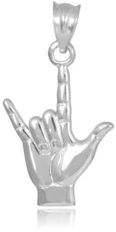 Trendy Necklaces Women's 925 Sterling Silver I Love You Hand Sign Language Charm Pendant 27.94