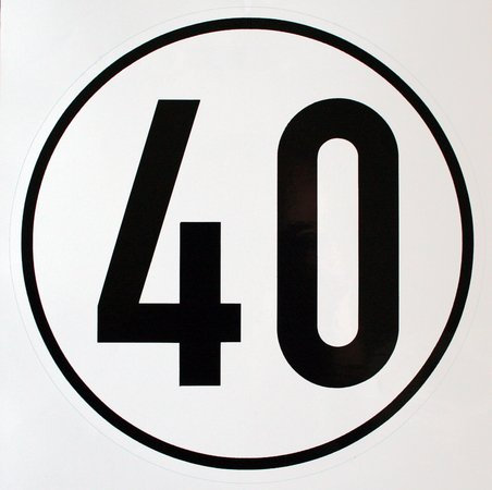 Unbekannt Geschwindigkeitsaufkleber 40 km/h, Hinweisschild für Kraftfahrzeuge (zulässige Höchstgeschwindigkeit), Durchm. 200 mm, zur Anbringung an das Fahrzeug 40 km/h