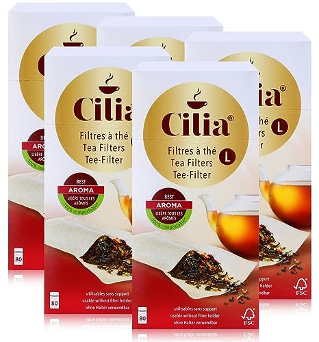CILIA® Teefilter 80 Stk. Grösse L ohne Halter verwendbar (5er Pack)