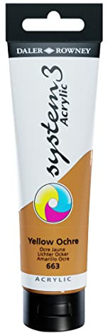 Daler - Rowney 150ml Système 3 - Tube de peinture acrylique - Jaune ocre