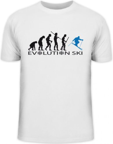 Shirtstreet24, Evolution SKI 2.0, Wintersport Après Ski Herren T-Shirt Fun Shirt Funshirt, Größe: L,weiß