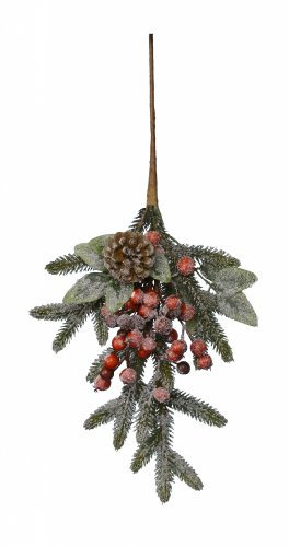 Zweig mit Beeren, 50 cm, Grün/Rot