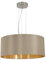 EGLO Pendellampe Maserlo, 3 flammige Textil Pendelleuchte, Hängeleuchte aus Stahl und Stoff, Farbe: Nickel matt, taupe, gold, Fassung: E27, Ø: 53 cm