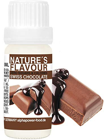 ALPHAPOWER FOOD Arôme alimentaire naturel chocolat suisse I liquide - gouttes aromatisantes et édulcorant sans sucre, 1x10ml goût délicieux, vegan liquid sweetener Flavour Drops, Flavdrops