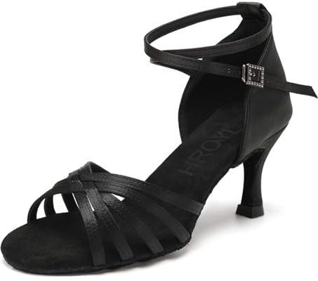 HROYL Scarpe da Ballo Latino Americano Donna Salsa e Bachata Professionali Scarpe Ballo da Sala,213-Nero-7, EU 38