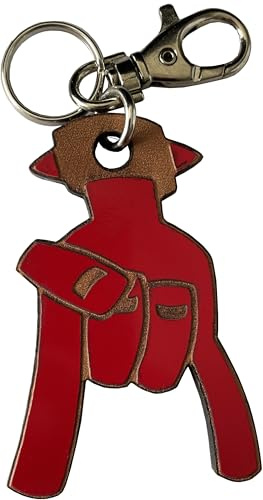 Schlusselanhanger glucksbringer - GOOD LUCK - Echtes Leder - Etabeta Artigiano Toscano - Made in Italy (Rot)