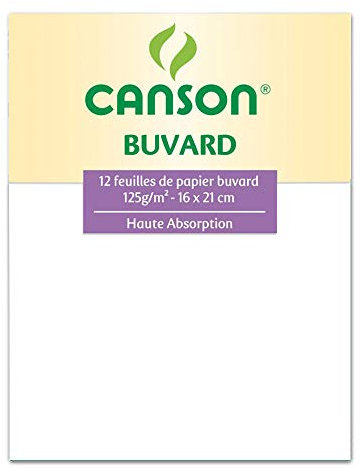 CANSON Pochette 12 Feuilles Buvard 125g 160 x 210 m Blanc