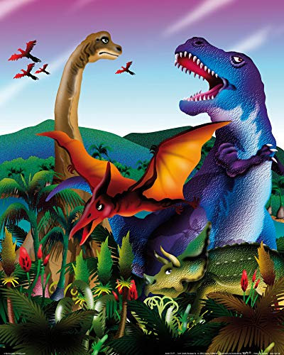 1art1 Dinosaurier Poster Tyrannosaurus Rex, Diplodocus, Triceratops, Velociraptor Kunstdruck Bild 50x40 cm