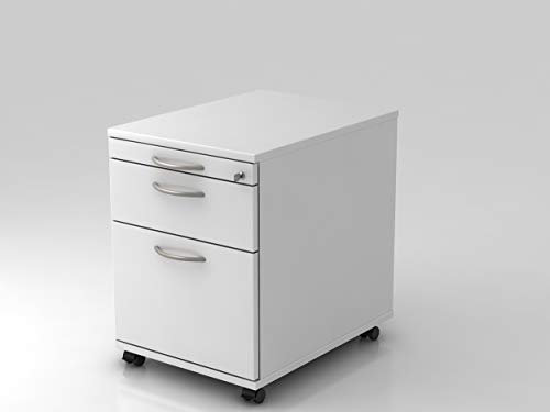 Rollcontainer 58cm,1Schub,1HR,Schl.BM Weiß