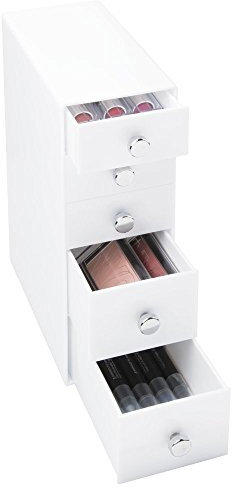 mDesign Schubladenbox – die ideale Aufbewahrungsbox für Kosmetika Aller Art – die perfekte Schminkaufbewahrung mit 5 Schubladen – Farbe: weiß