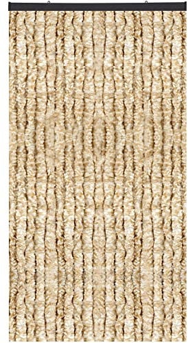 Arsvita Insektenschutzvorhang 56x185 cm (Breite x Länge) Flauschvorhang in Beige meliert für Wohnmobil, Wohnwagen, schmale Türen, Fadengardine Ø4cm