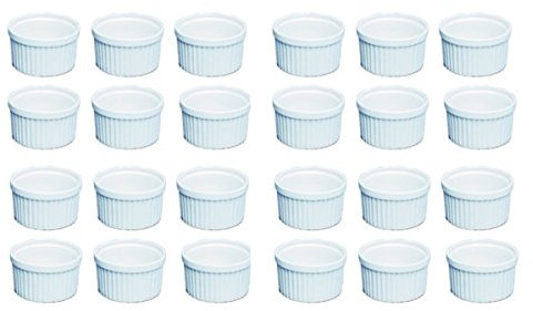 TAMLED 24 STÜCK im SET Pastetenform Ø 9 cm Auflaufschälchen, Crème brûlée und Lava Cake Förmchen, Porzellan backofenfest weiß für Muffin, Dessert, Soufflé, Ragout fin, Würzfleisch