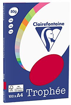 Clairefontaine 4112C - Ries Druckerpapier / Kopierpapier Clairalfa PPP, DIN A4, 80g, 100 Blatt, Kirschrot, 1 Ries