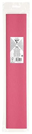 Clairefontaine 95160C - Blisterpackung mit 1 Blatt Krepppapier gefaltet, Qualität 75%, 2,50x0,50m, ideal für Deko und Bastelaktivitäten, Mittelrosa, 1 Stück