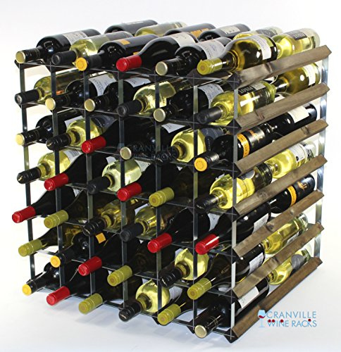 Doppel Tiefe 84 Flasche Eiche dunkel gebeiztem Holz und verzinktem Metall Weinregal fertig montiert