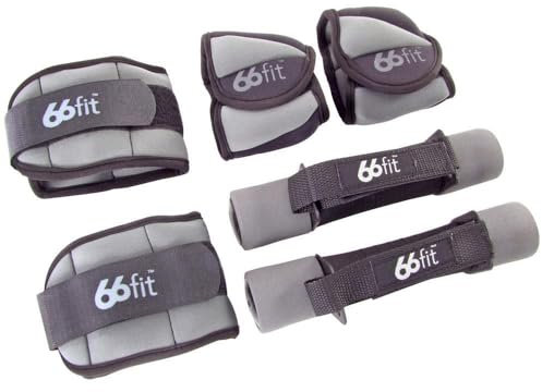 66fitAnkle/Wrist and Dumbbell Weight Set 6 Pieces -Green/Black