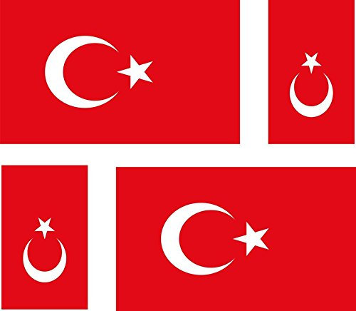 Akachafactory 4 x Aufkleber Sticker Auto, Motorrad, Koffer pc türkischer Flagge Türkei