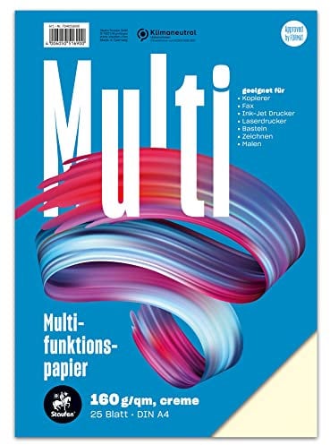 Staufen Style Multifunktionspapier - DIN A4, 25 Blatt, Farbe: creme, 160g/m² Qualitätspapier, 1 Stück