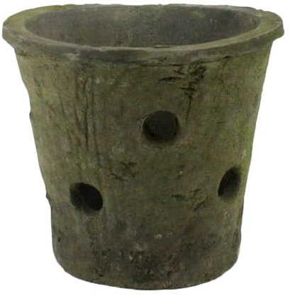 HomArt Pot à orchidée rustique en terre cuite Gris mousse