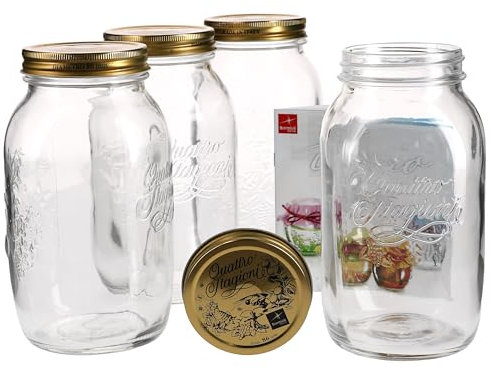 4er Set Einmachglas Original Quattro Stagioni 1,5L incl. Bormioli Rezeptheft