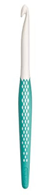 PRYM Ergonomische Häkelnadel für Wolle, Weiß/Grün, 8 mm