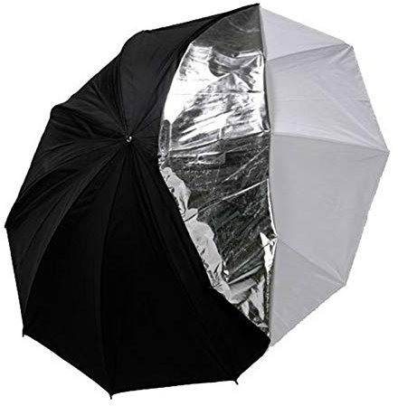 43in White Umbrella with Removable Silver and Black Cover, Professional Photography Umbrella for Photo Studio Lighting Portrait Shooting Product Photography