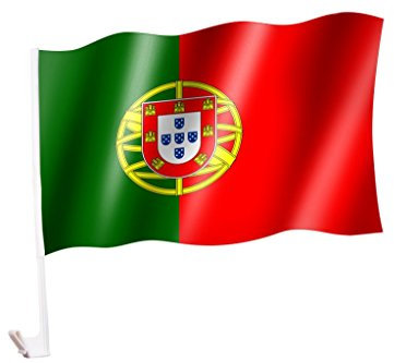 Sportfanshop24 2 pièces/1 paire de drapeaux de voiture Portugal - Drapeau pour voiture 2X - Drapeau de voiture