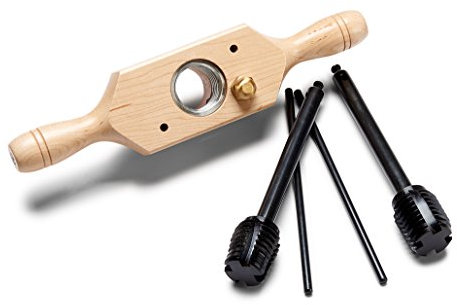 Jeu de tarauds et filières - Kit de tarauds filetés de 3,8 cm pour couper les fils en bois mâles et femelles avec boîte de filetage à deux mains, taraud, fraises en acier et raccords d'usure en