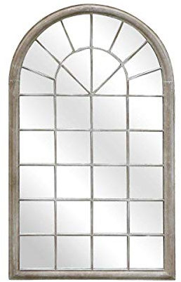 CHARLES BENTLEY Outdoor, Athens Arch Mirror, Natural Colour, Rust Proof, Water Resistant, Wall Mounted, Shatterproof, Hanging Hook, Wrought Iron, Glass, Decorative, Garden, Indoor (75x4x131cm)