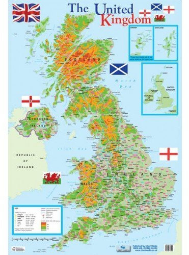 The UNITED KINGDOM Wall Map / Poster - SCHOOL / COLLEGE Geography Resource by Buzz