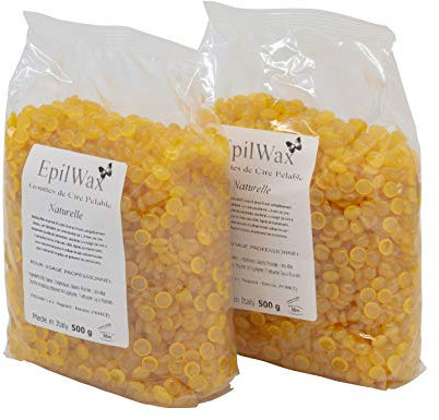 EPILWAX S.A.S - Perles de cire à épiler Pelable Miel - cire d'épilatoire 3 sachets de 1kg Cire Chaude Réutilisable