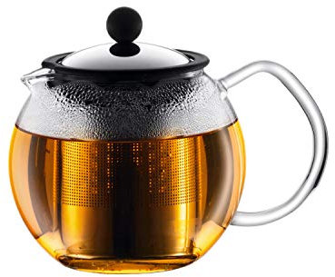 Bodum 1807-16 ASSAM Tea Press, Permanent Filter, Glass Handle, 0.5 L/17 oz) - Black/transparent