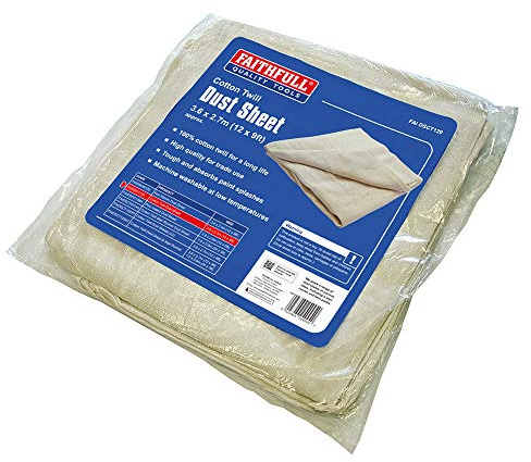 Faithfull DSCT129 Abdecktuch, Baumwoll-Twill FAIDSCT129 Mehrfarbig 1 x Dust Sheet 12 x 9ft